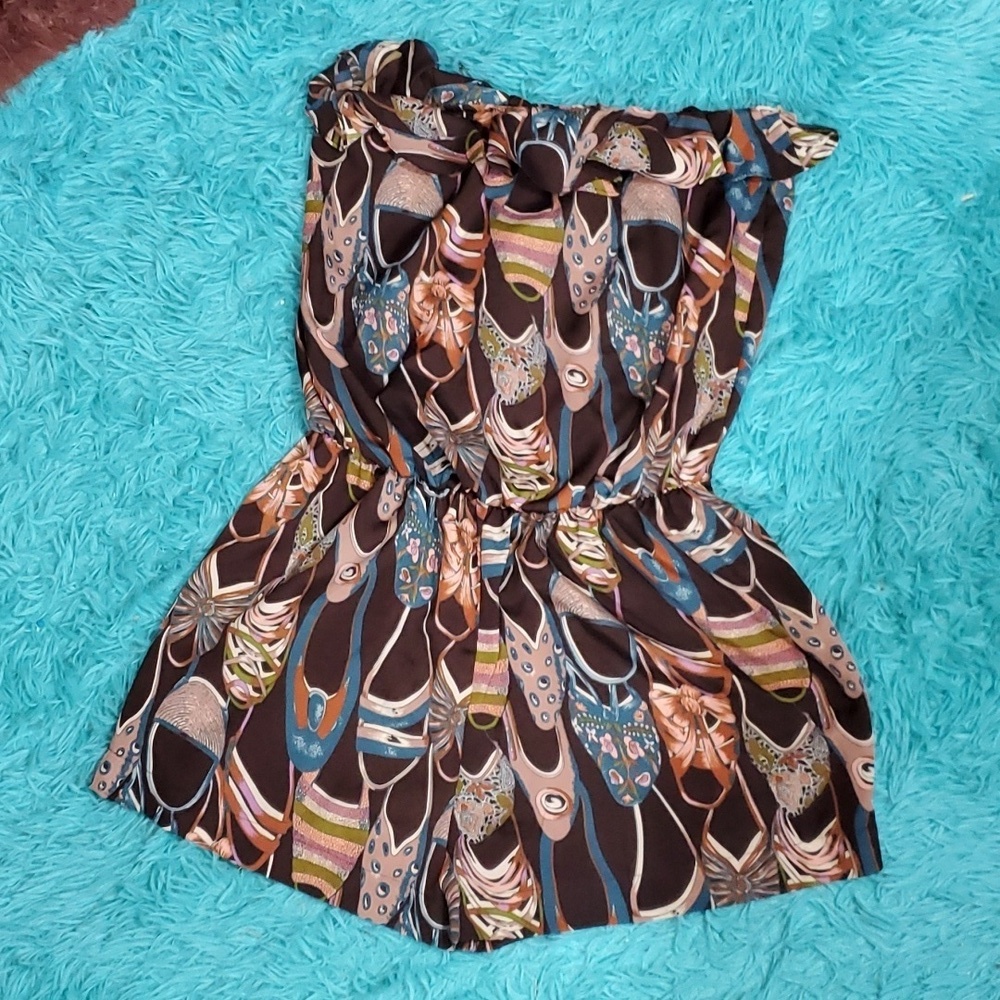 Freshline Shoe Print Strapless Romper